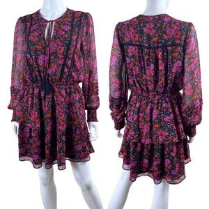 Allison NY Women's Size M Floral Tiered Ruffle Smocked Party Mini NEW Dress Boho